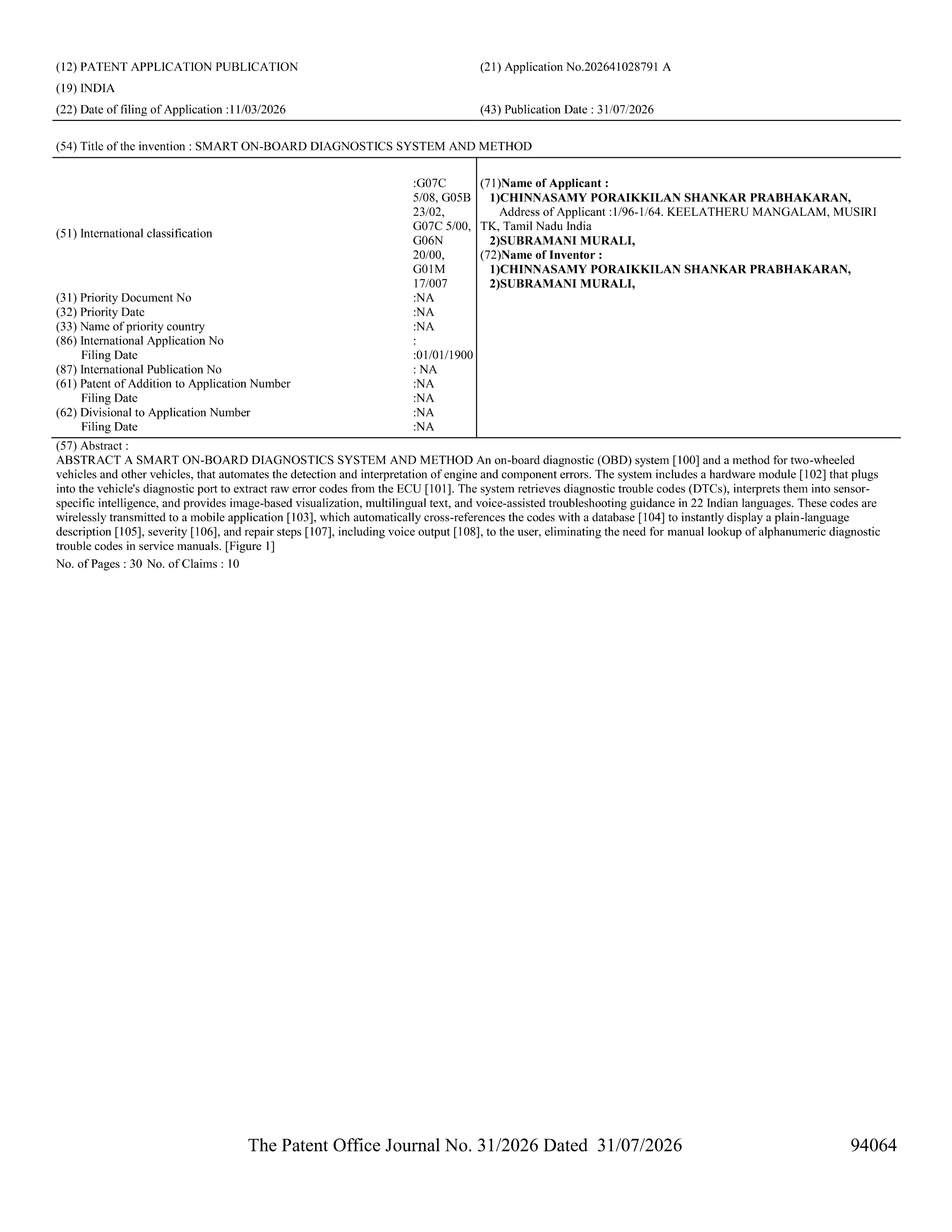 Patent Publication Details